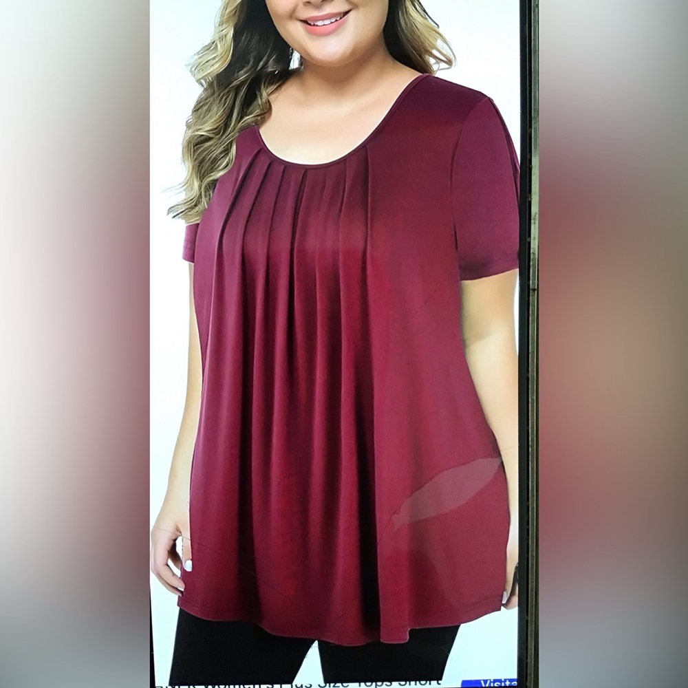 MANER Women’s Plus Size 3X Tops Short Sleeve Flows Shirts Casual Blouse Tunic